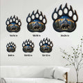 Bear paw metal sign size guide showing six available sizes from 8 by 8 to 24 by 24 inches