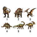 Dinosaur artwork style selection guide featuring six prehistoric animal vector options
