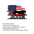 Cheetah metal wall sign shown as a cut metal design with patriotic red, white, and blue artwork