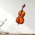 Orange cello wall sign displayed on a white paneled wall as elegant music room decor