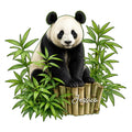 Custom panda metal sign featuring a realistic panda among lush bamboo plants and a natural woodland theme