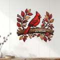 Cardinal wall sign displayed on a light paneled wall above a console for warm nature-inspired decor