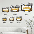 Lineman metal sign size guide showing available square sizes from 8x8 to 24x24 inches