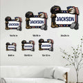 Veteran metal sign size guide showing square options from 8 by 8 inches to 24 by 24 inches