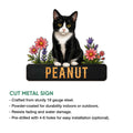 Tuxedo cat metal sign feature graphic showing the floral cat design and cut metal sign style