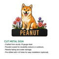 Shiba Inu metal sign shown with cut-metal construction and indoor or outdoor display features