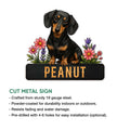 Dachshund metal sign product overview showing a floral dog design and cut metal sign presentation
