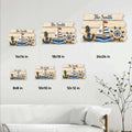 Nautical metal sign size guide showing available square sizes from 8x8 inches to 24x24 inches