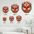Phoenix metal sign size guide showing available square sizes from 8 by 8 to 24 by 24 inches