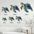 Sea turtle metal sign size guide showing available sizes from 8 by 8 to 24 by 24 inches