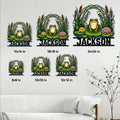 Frog metal sign size guide showing available sizes from 8 by 8 to 24 by 24 inches