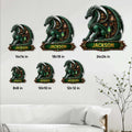 Dragon metal sign size guide showing available square sizes from 8 by 8 to 24 by 24 inches