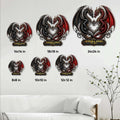 Dragon metal sign size guide showing available square sizes from 8 by 8 to 24 by 24 inches