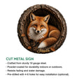 Fox metal sign feature graphic showing the woodland artwork and cut metal sign presentation