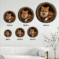 Fox metal sign size guide showing round options from 8 by 8 inches to 24 by 24 inches
