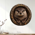 Otter wall sign displayed on a white paneled wall in a cozy home setting