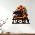 Knights Templar wall sign displayed on a light wood-paneled wall in a modern room