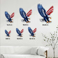 Patriotic eagle metal sign size guide showing available square sizes from 8x8 to 24x24 inches