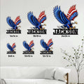 Eagle metal sign size guide showing available square sizes from 8 by 8 to 24 by 24 inches