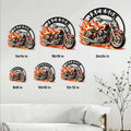 Biker motorcycle metal sign shown in multiple size options from 8 by 8 to 24 by 24 inches