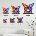 Butterfly metal sign size guide showing available square sizes from 8 by 8 to 24 by 24 inches