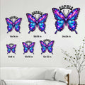 Butterfly metal sign size guide showing six available square size options