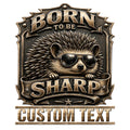 Custom hedgehog metal sign featuring a cool hedgehog in sunglasses and bold vintage-style detailing