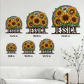 Sunflower metal sign size guide showing available square sizes from 8x8 to 24x24 inches