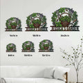 Garden metal sign size guide showing six square options ranging from 8 by 8 inches to 24 by 24 inches