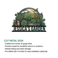 Succulent garden metal sign feature graphic showing the cut metal design and product presentation