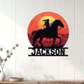 Native American horseback rider wall sign displayed as western-inspired home decor