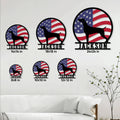 Weimaraner metal sign shown in multiple size options above a living room sofa