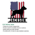 American Staffordshire Terrier metal sign feature graphic showing the patriotic dog silhouette artwork