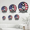 Jack Russell metal sign size guide showing available square sizes from 8 by 8 to 24 by 24 inches