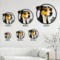 Jack Russell Terrier metal sign size guide showing available square sizes from 8 by 8 to 24 by 24 inches