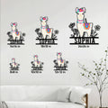 Alpaca metal sign size guide showing six available square size options