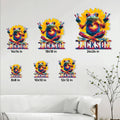 Frog metal sign shown in multiple size options from 8x8 to 24x24 inches in a living room