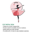 Ballerina metal sign feature graphic showing the cut-metal design and indoor or outdoor use