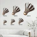 Badminton shuttlecock metal sign size guide showing available sizes from 8 by 8 to 24 by 24 inches