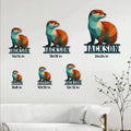 Otter metal sign shown in multiple size options as wall decor in a bright living room