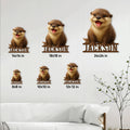 Otter metal sign size guide showing available square dimensions from 8 by 8 to 24 by 24 inches