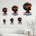 African woman tree of life metal sign size guide showing available square sign dimensions