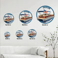 Pontoon boat metal sign size guide showing 8, 10, 12, 14, 18, and 24 inch options