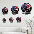 Moose metal sign size guide displaying six available sizes from 8 by 8 to 24 by 24 inches