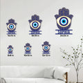 Evil Eye Hamsa metal sign size guide displaying available square sizes from 8 by 8 to 24 by 24 inches