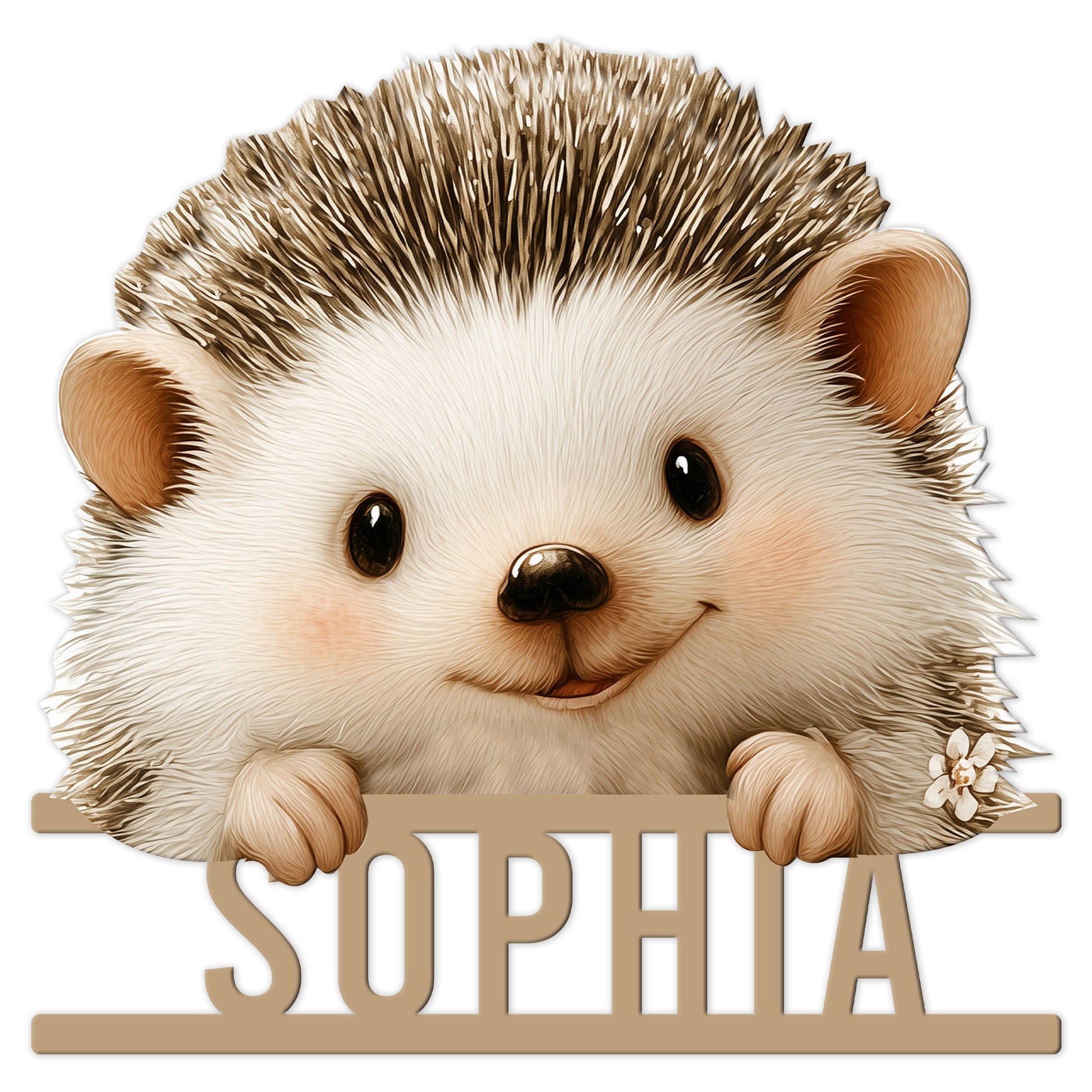 Cute hedgehog metal sign featuring a detailed animal portrait and playful wall decor design