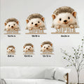 Hedgehog metal sign size guide showing six available square size options
