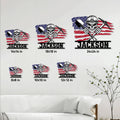 Miner metal sign size guide showing available square sizes from 8 by 8 to 24 by 24 inches