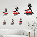 Running metal sign size guide showing six square size options from 8 by 8 to 24 by 24 inches