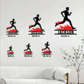 Running metal sign size guide showing six square size options from 8 by 8 to 24 by 24 inches